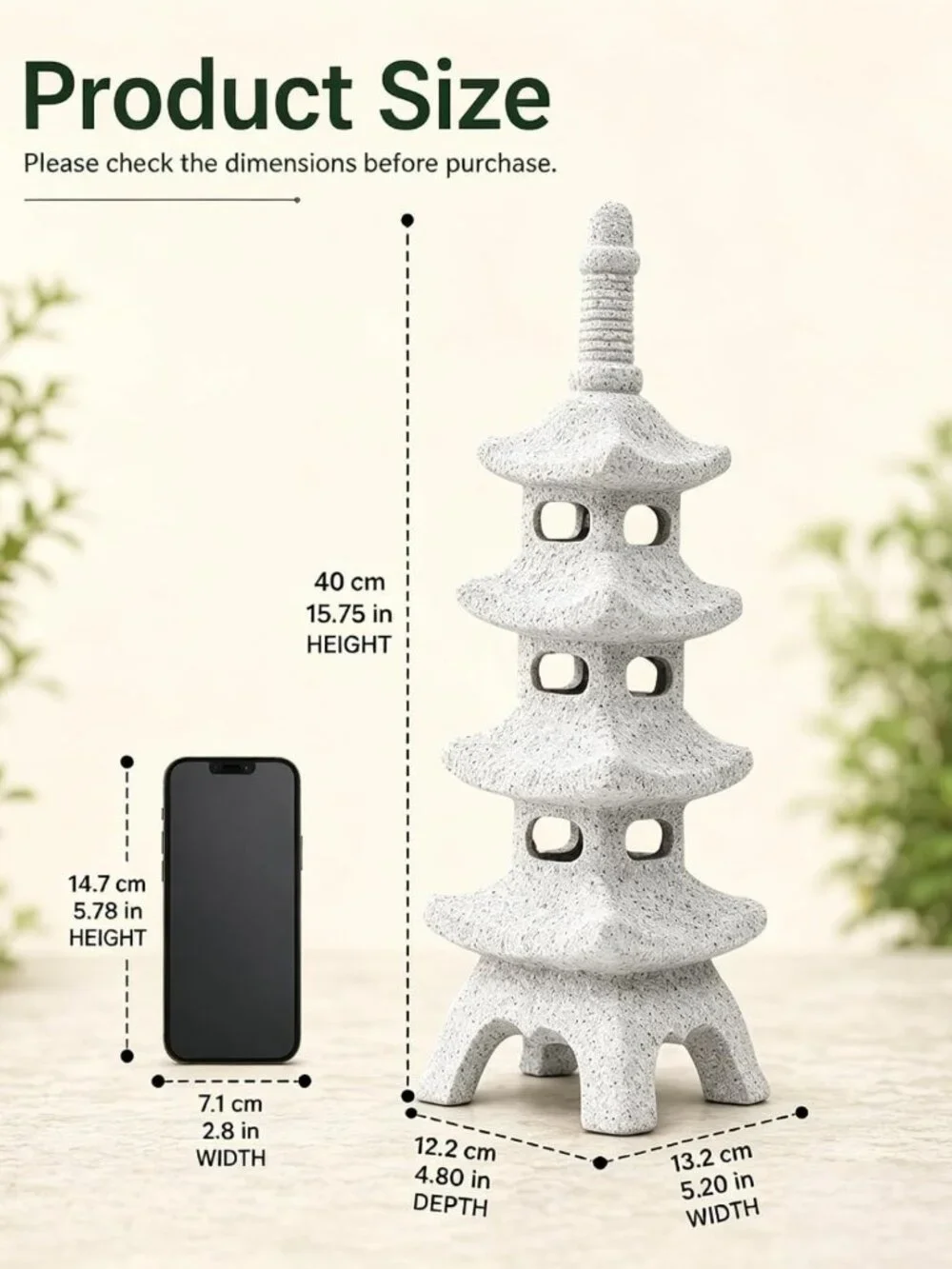 15.7-Inch Solar Pagoda Garden Statue | Weatherproof Zen Decor for Patio & Yard